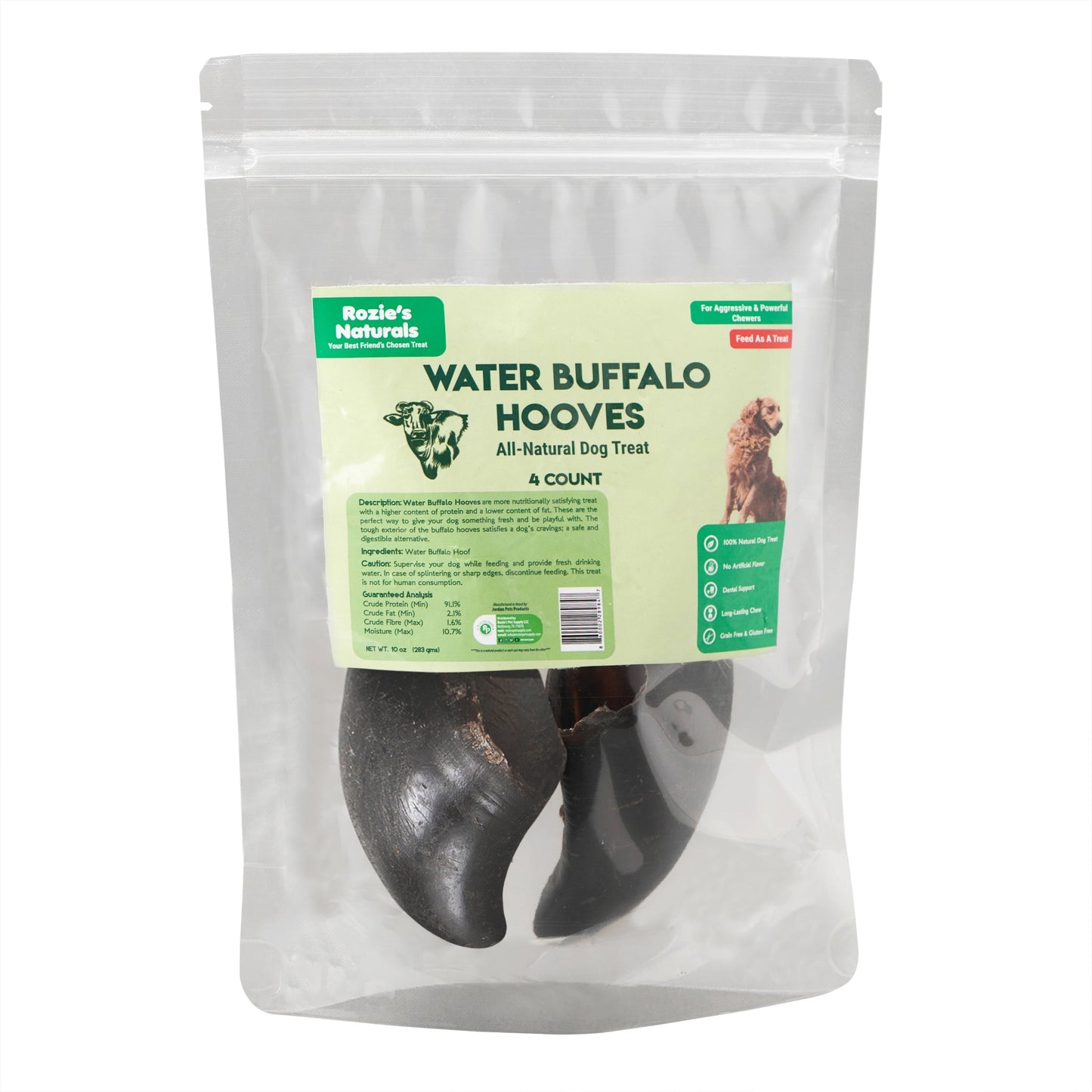Water Buffalo Hooves Dog Chews-4 Count-10 oz (WSP)-0